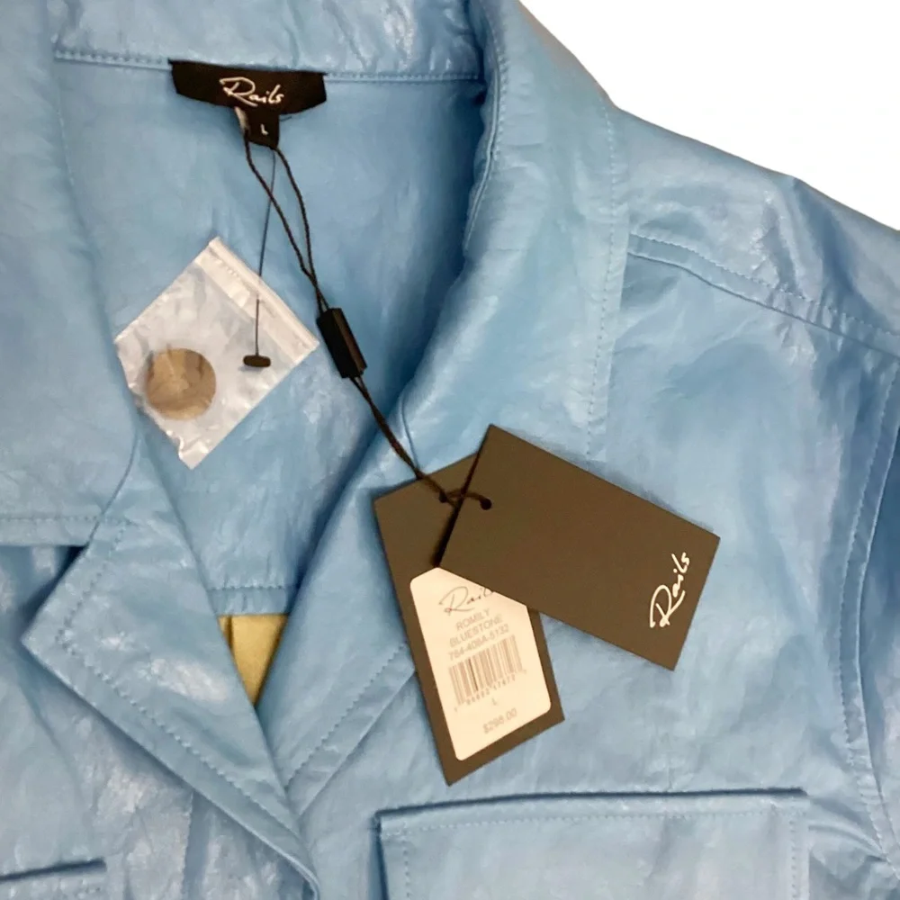 NWT Rails The Romily Vegan Leather Utility, Safari jacket in Bluestone Size L - Picture 11 of 15